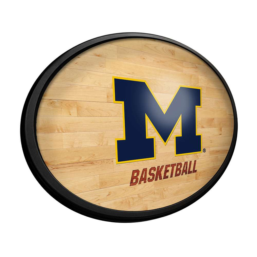 Michigan Wolverines Hardwood - Oval Slimline Lighted Wall Sign