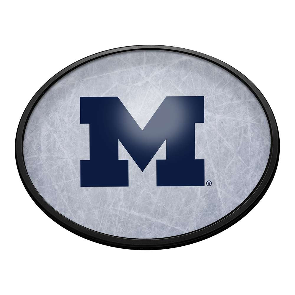 Michigan Wolverines Ice Rink - Oval Slimline Lighted Wall Sign | The Fan-Brand | NCMICH-140-41B