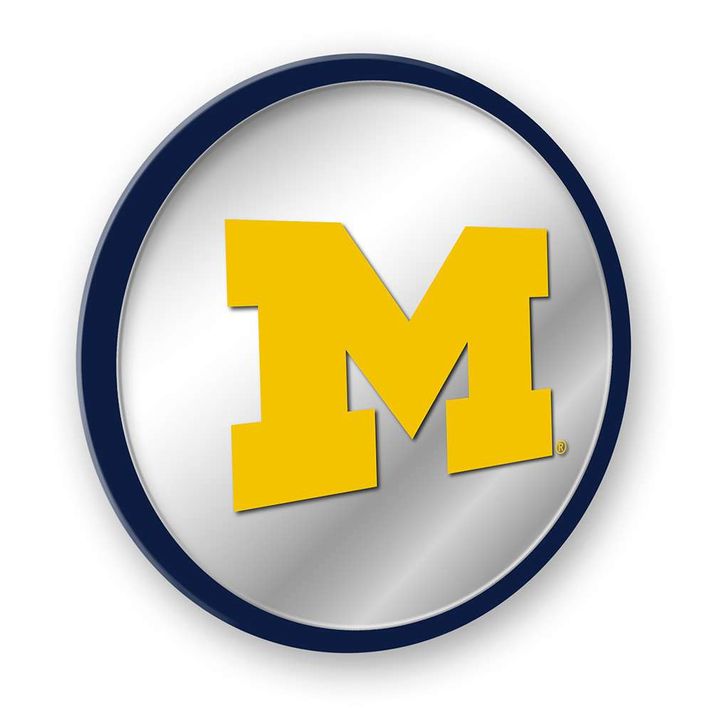 Michigan Wolverines Modern Disc Mirrored Wall Sign - Blue Frame