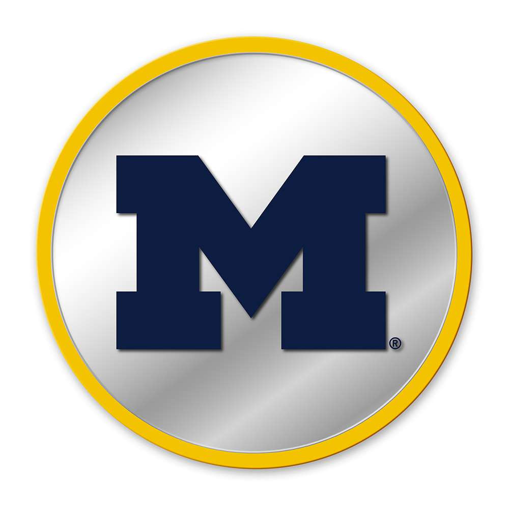 MIchigan Wolverines Modern Disc Mirrored Wall Sign - Maize Frame | The Fan-Brand | NCMICH-235-01B