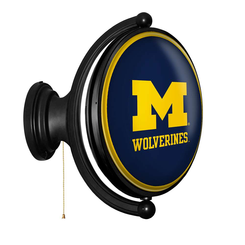 Michigan Wolverines Original Oval Rotating Lighted Wall Sign - Blue