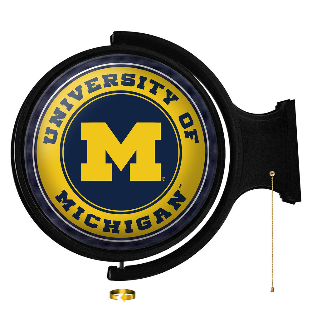 Michigan Wolverines Original Round Rotating Lighted Wall Sign | The Fan-Brand | NCMICH-115-01