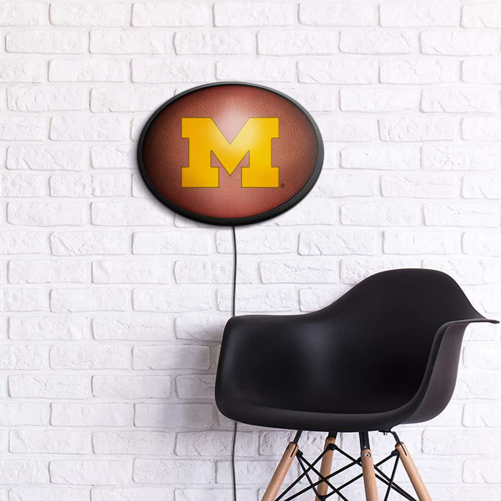 Michigan Wolverines Pigskin - Oval Slimline Lighted Wall Sign