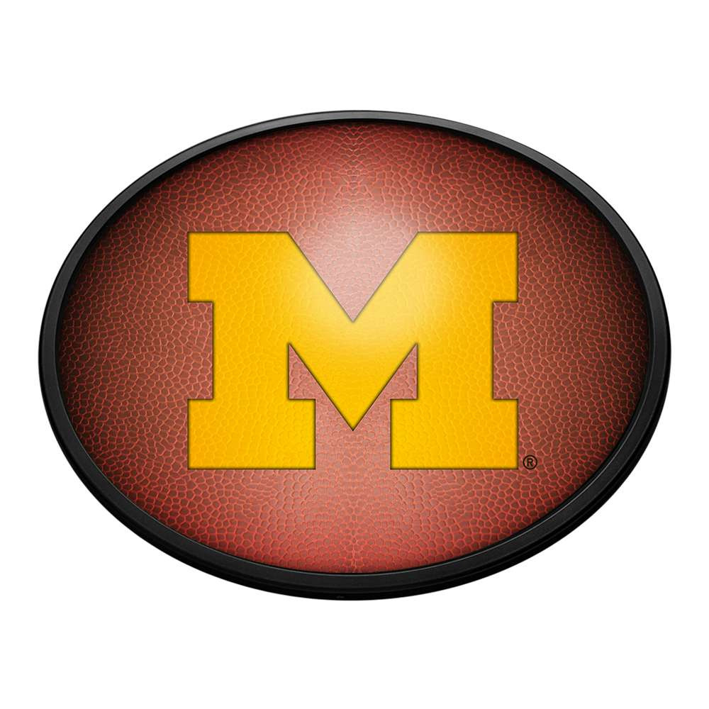 Michigan Wolverines Pigskin - Oval Slimline Lighted Wall Sign | The Fan-Brand | NCMICH-140-21