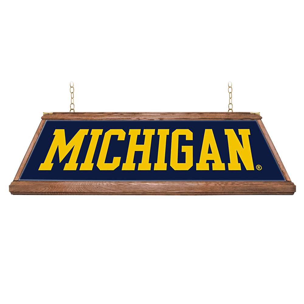 Michigan Wolverines Premium Wood Pool Table Light - Blue