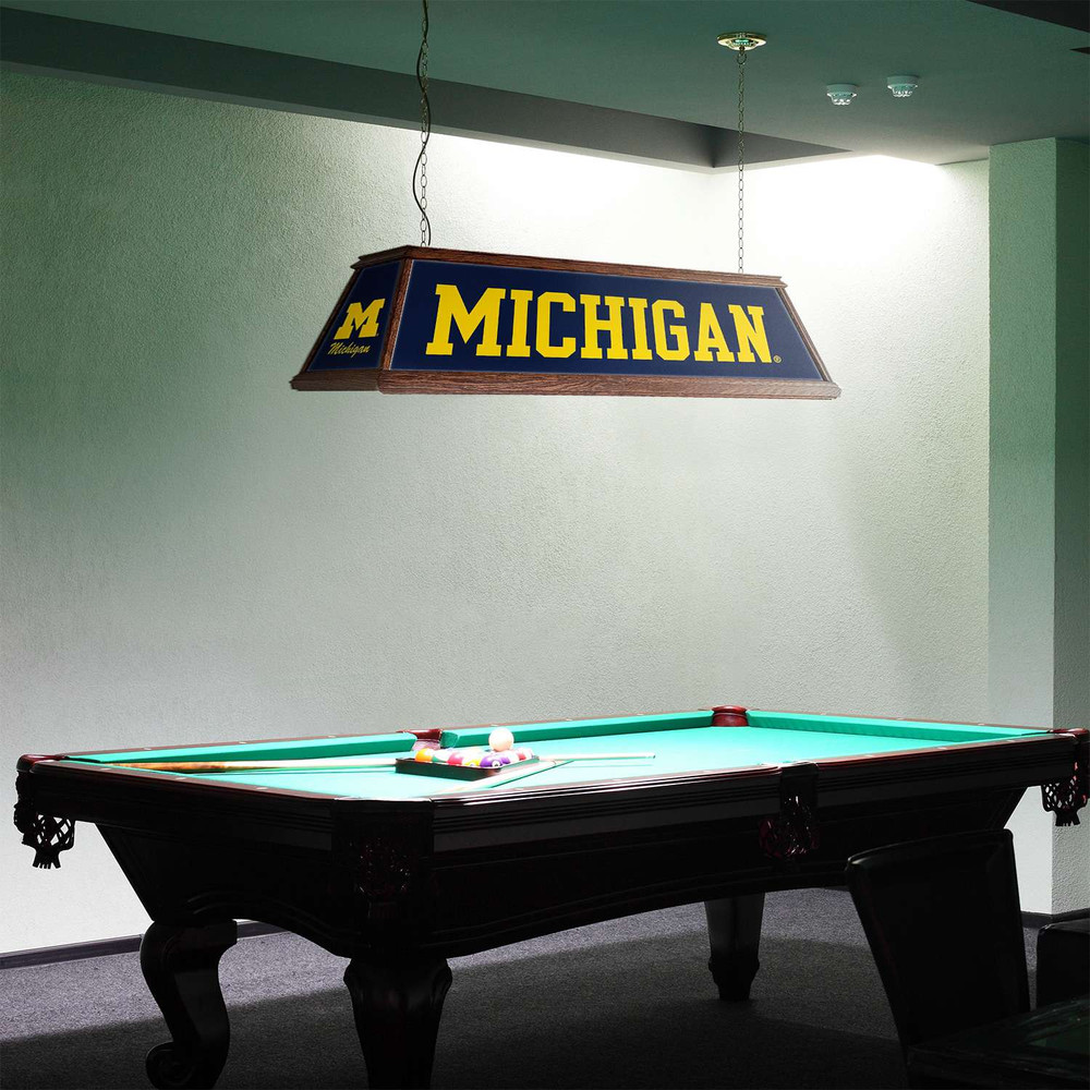 Michigan Wolverines Premium Wood Pool Table Light - Blue