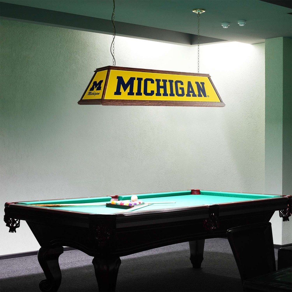 Michigan Wolverines Premium Wood Pool Table Light - Maize