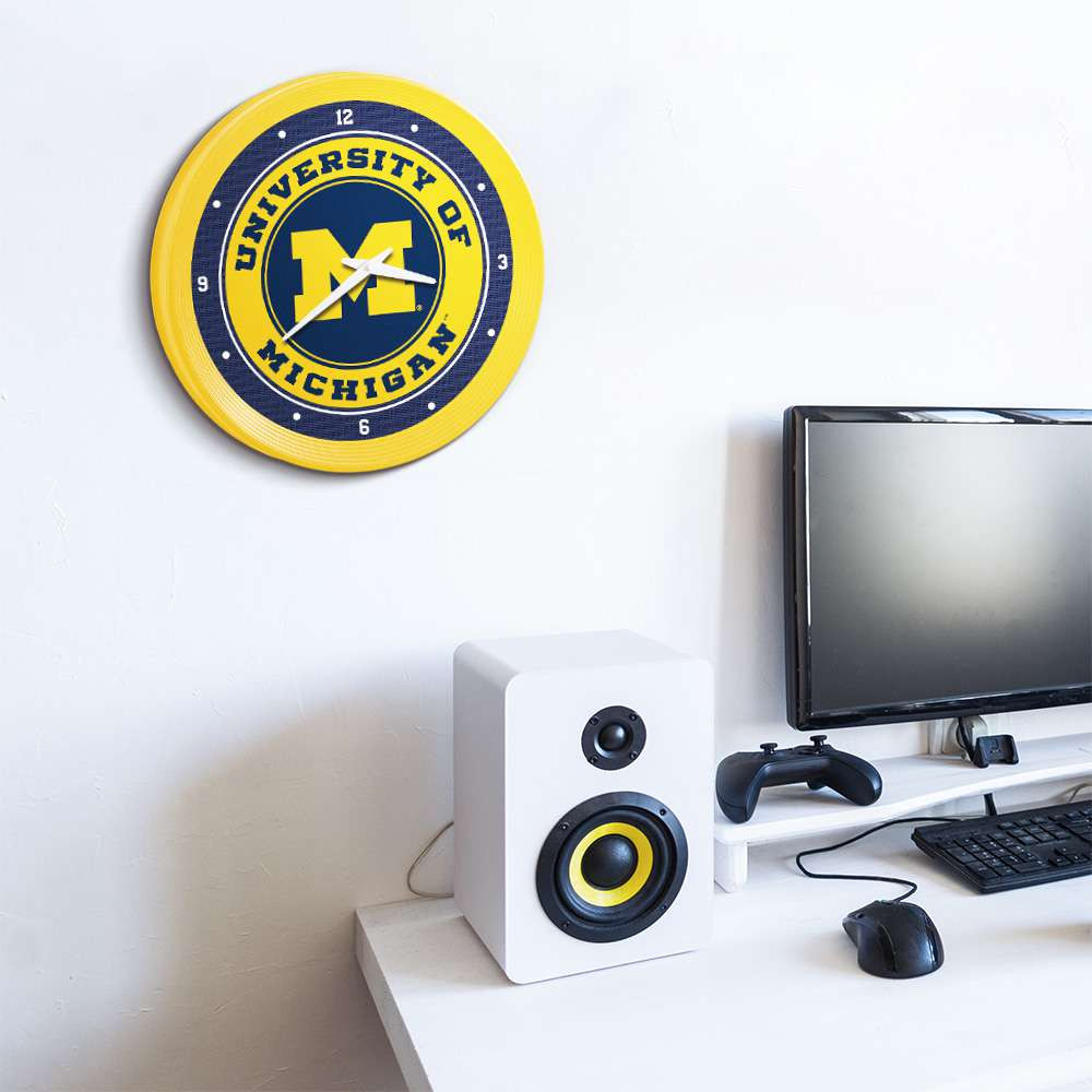 Michigan Wolverines Ribbed Frame Wall Clock