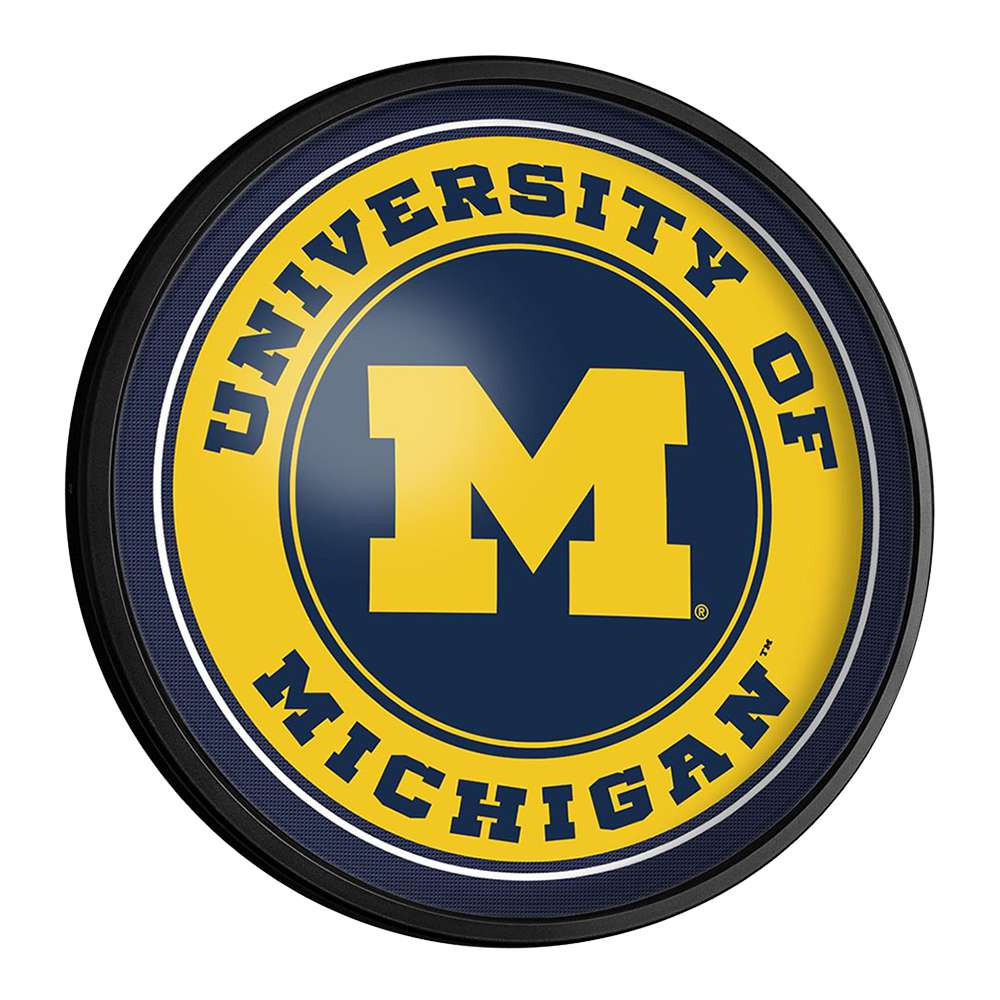 Michigan Wolverines Round Slimline Lighted Wall Sign | The Fan-Brand | NCMICH-130-01