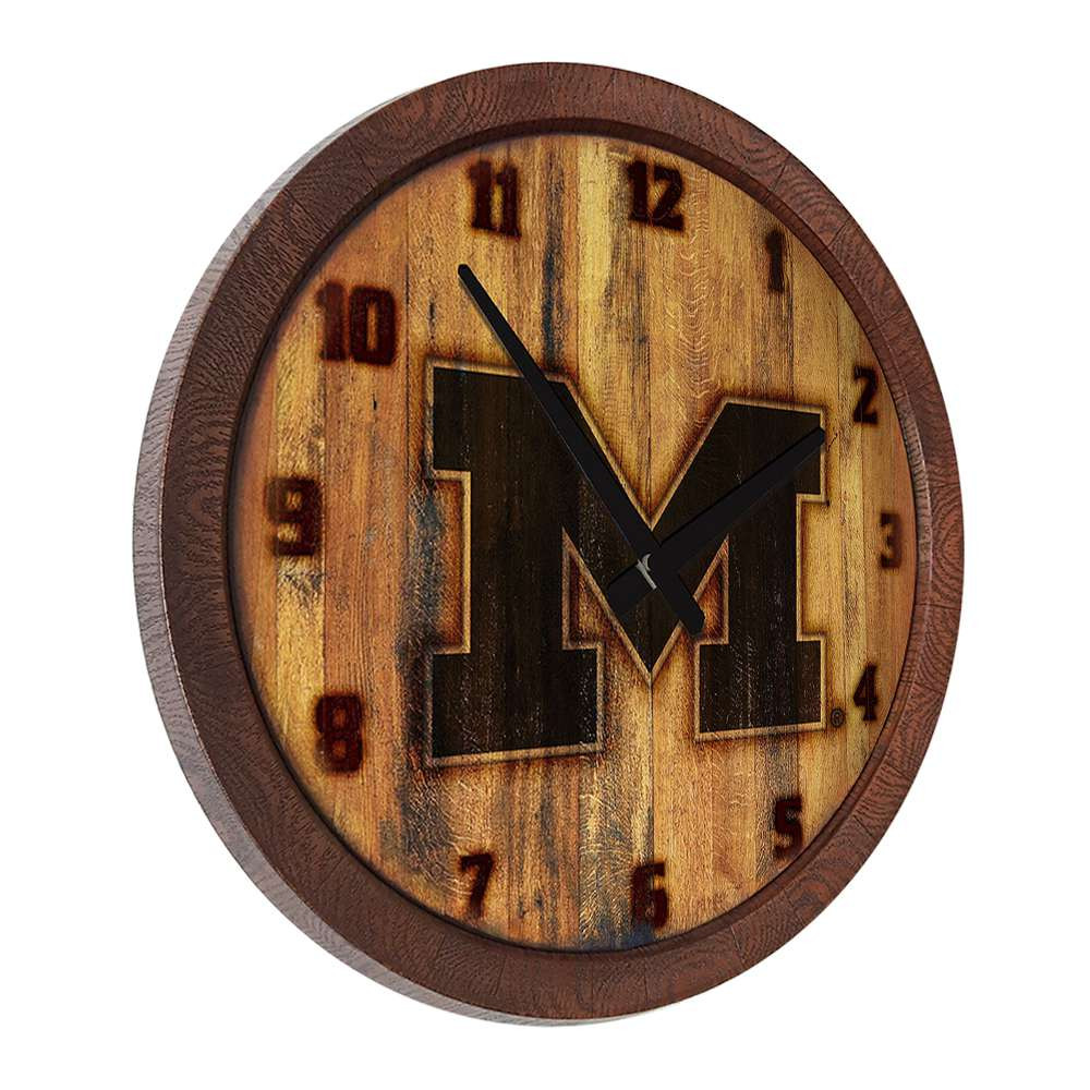 Michigan Wolveriness Branded Faux Barrel Top Wall Clock