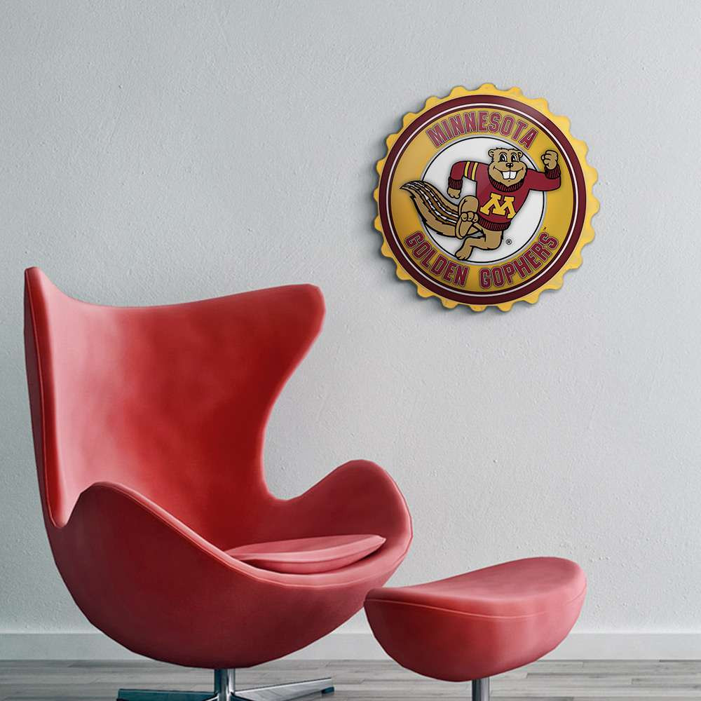 Minnesota Golden Gophers Goldy - Bottle Cap Wall Sign - Gold