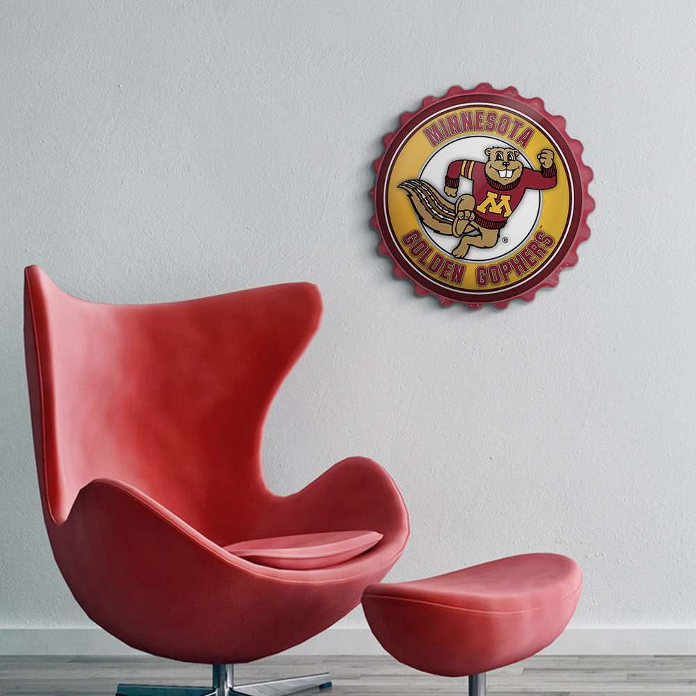 Minnesota Golden Gophers Goldy - Bottle Cap Wall Sign - Maroon