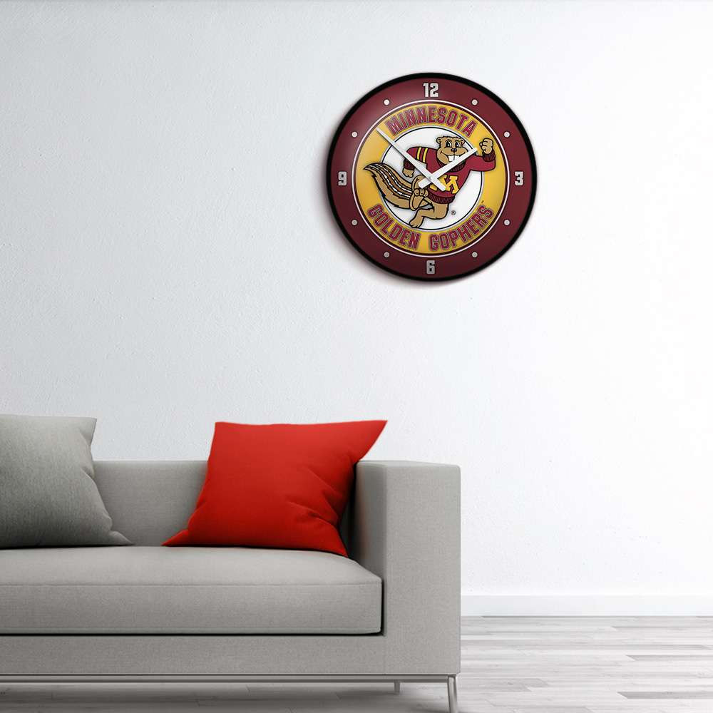 Minnesota Golden Gophers Goldy - Modern Disc Wall Clock - Black Frame