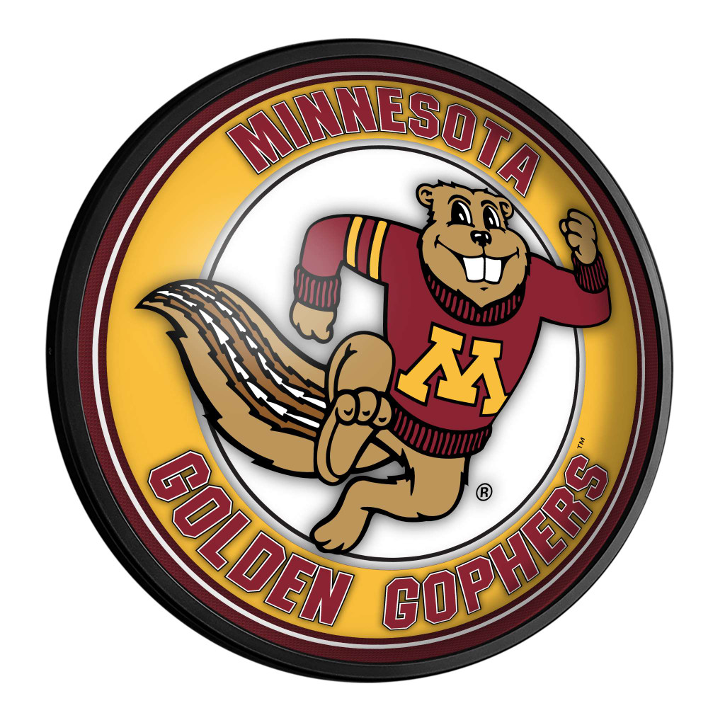 Minnesota Golden Gophers Goldy - Round Slimline Lighted Wall Sign | The Fan-Brand | NCMINN-130-02