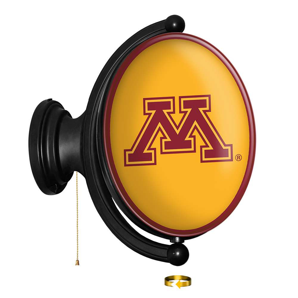 Minnesota Golden Gophers Original Oval Rotating Lighted Wall Sign - Gold | The Fan-Brand | NCMINN-125-01B