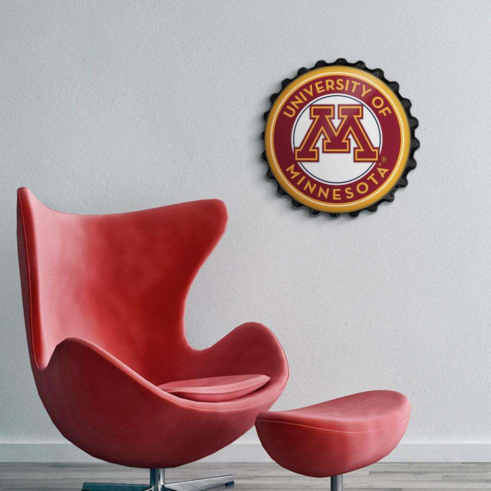 Minnesota Golden Gophers Round Bottle Cap Wall Sign - Black