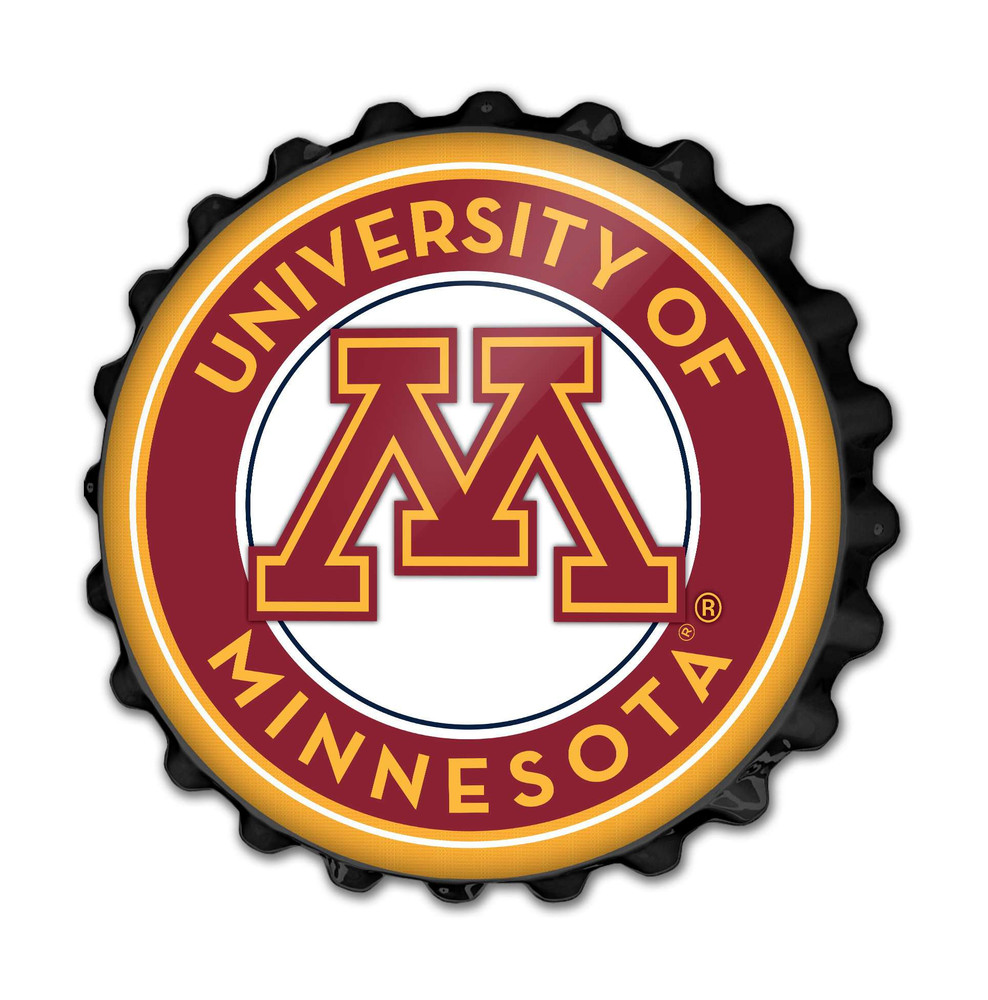 Minnesota Golden Gophers Round Bottle Cap Wall Sign - Black | The Fan-Brand | NCMINN-210-01C