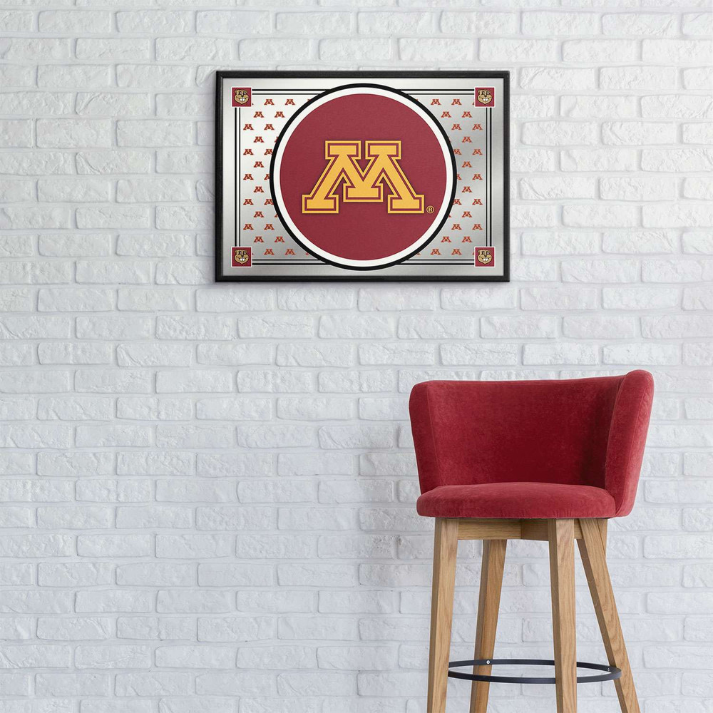 Minnesota Golden Gophers Team Spirit - Framed Mirrored Wall Sign - Mirrored