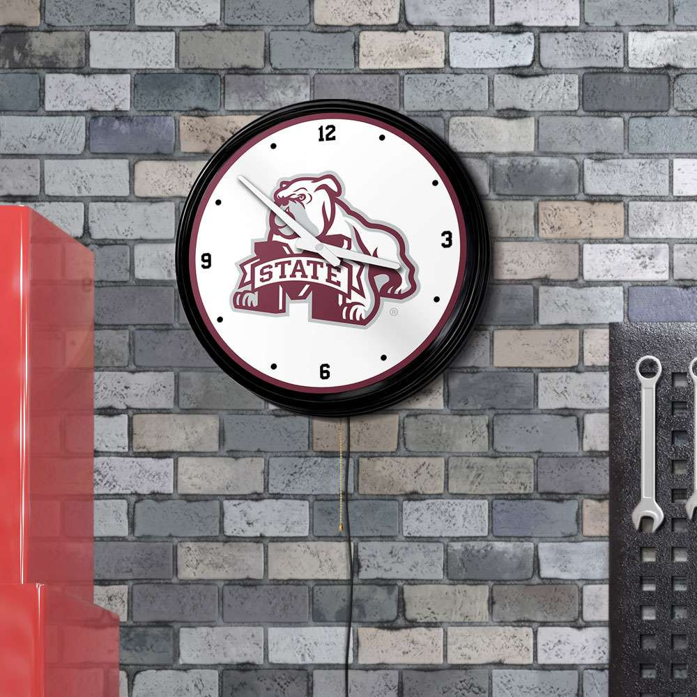 Mississippi State Bulldogs Bulldog - Retro Lighted Wall Clock