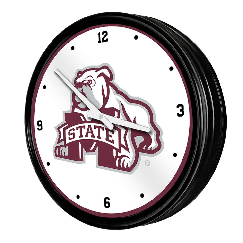 Mississippi State Bulldogs Bulldog - Retro Lighted Wall Clock