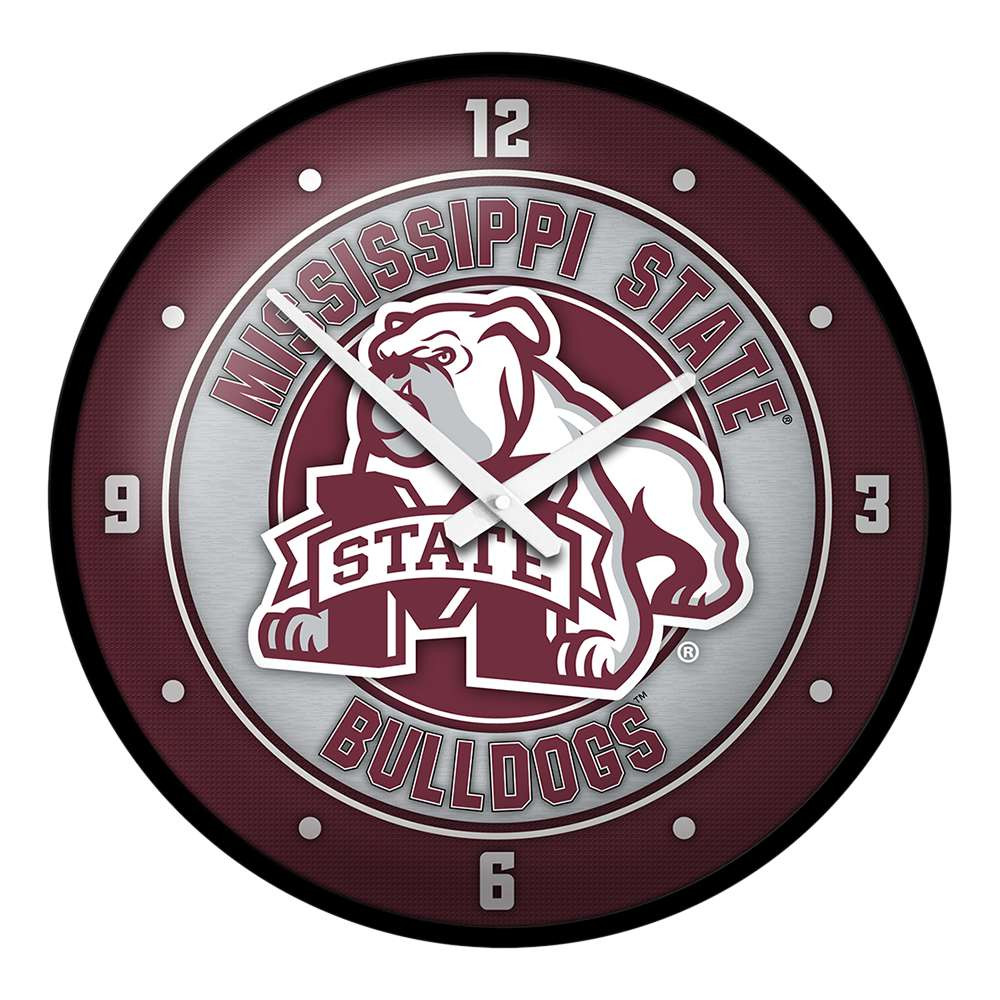 Mississippi State Bulldogs Mascot - Modern Disc Wall Clock - Black | The Fan-Brand | NCMSST-510-02A