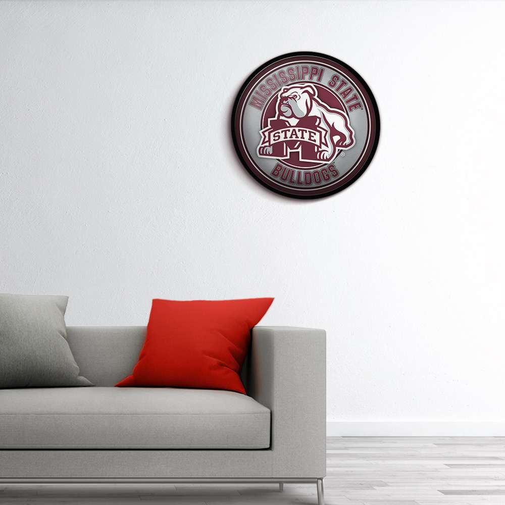 Mississippi State Bulldogs Mascot - Modern Disc Wall Sign - Black