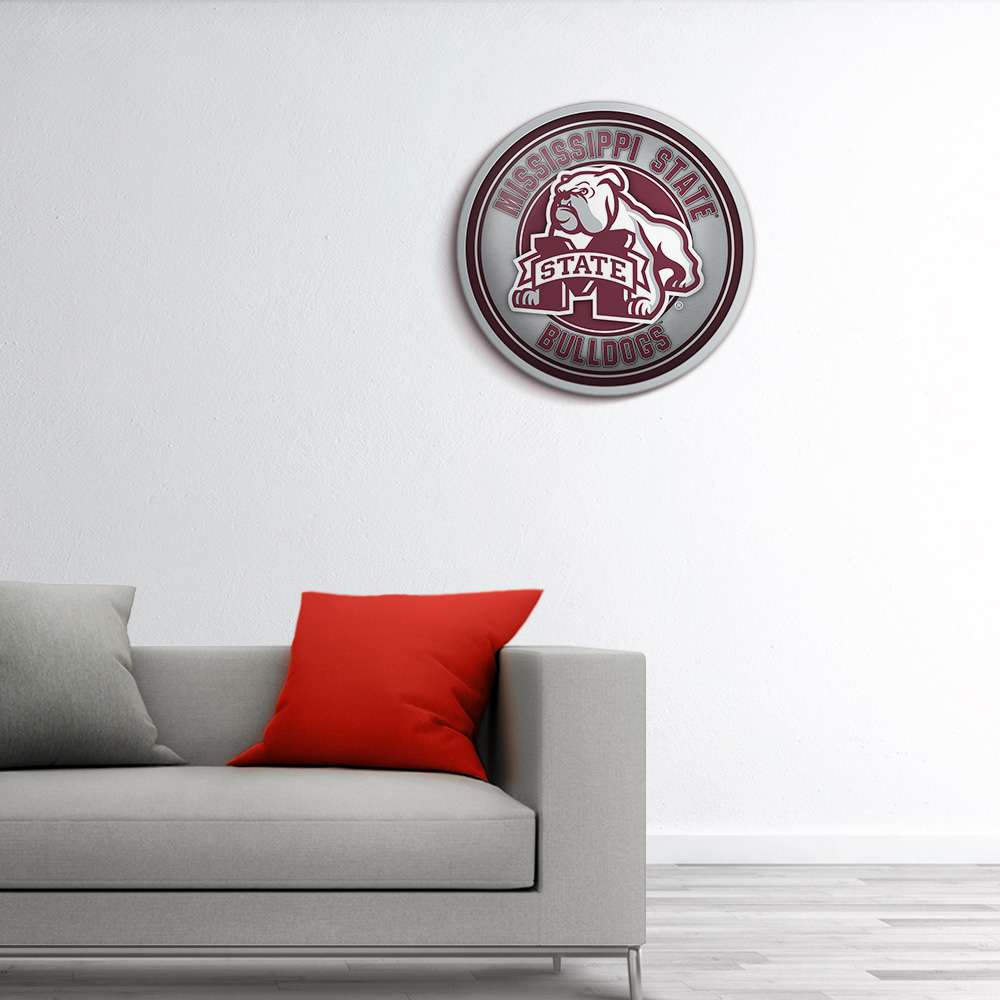 Mississippi State Bulldogs Mascot - Modern Disc Wall Sign - Gray