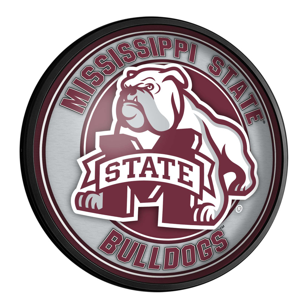 Mississippi State Bulldogs Mascot - Round Slimline Lighted Wall Sign | The Fan-Brand | NCMSST-130-02