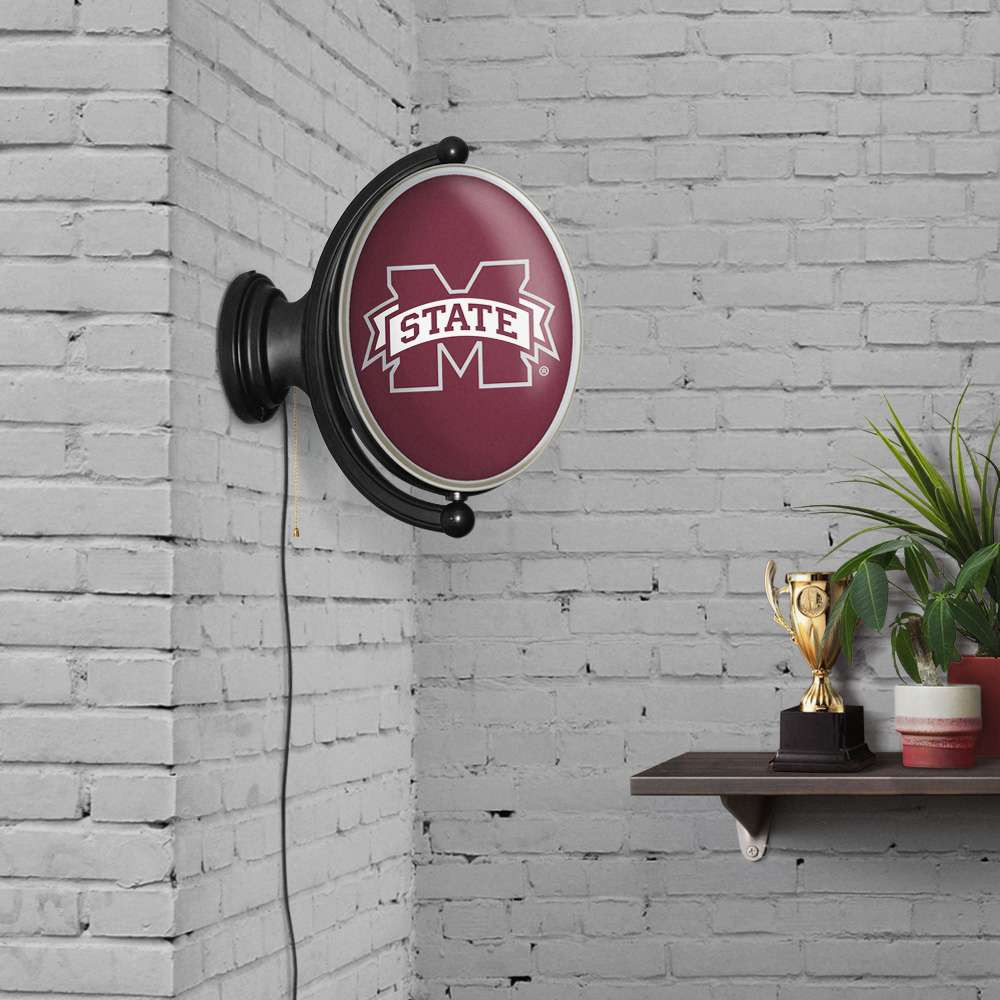 Mississippi State Bulldogs Original Oval Rotating Lighted Wall Sign - Maroon