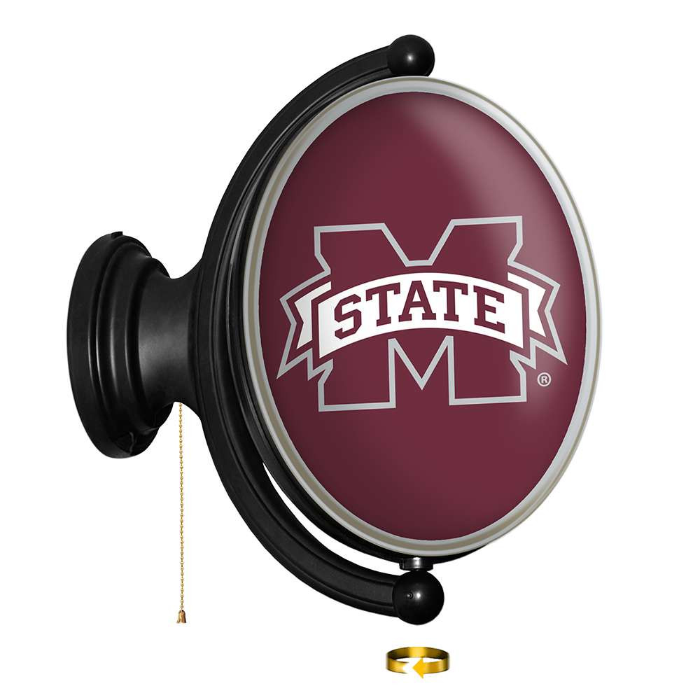 Mississippi State Bulldogs Original Oval Rotating Lighted Wall Sign - Maroon | The Fan-Brand | NCMSST-125-01A