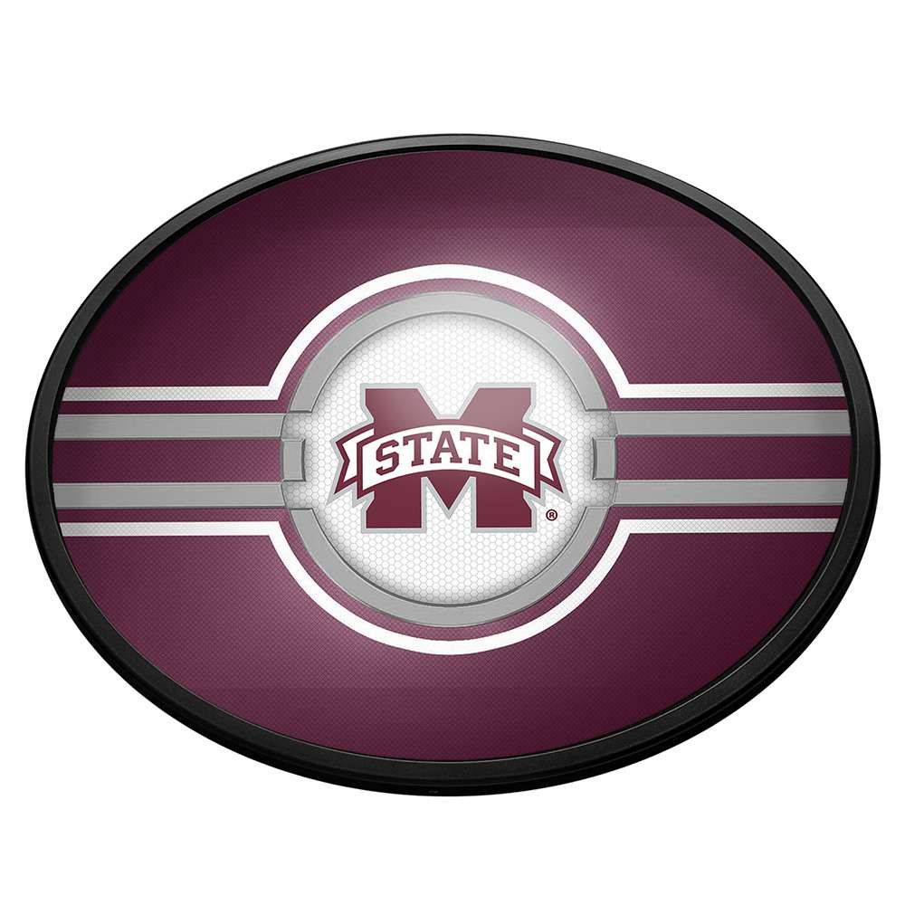 Mississippi State Bulldogs Oval Slimline Lighted Wall Sign - Maroon | The Fan-Brand | NCMSST-140-01A