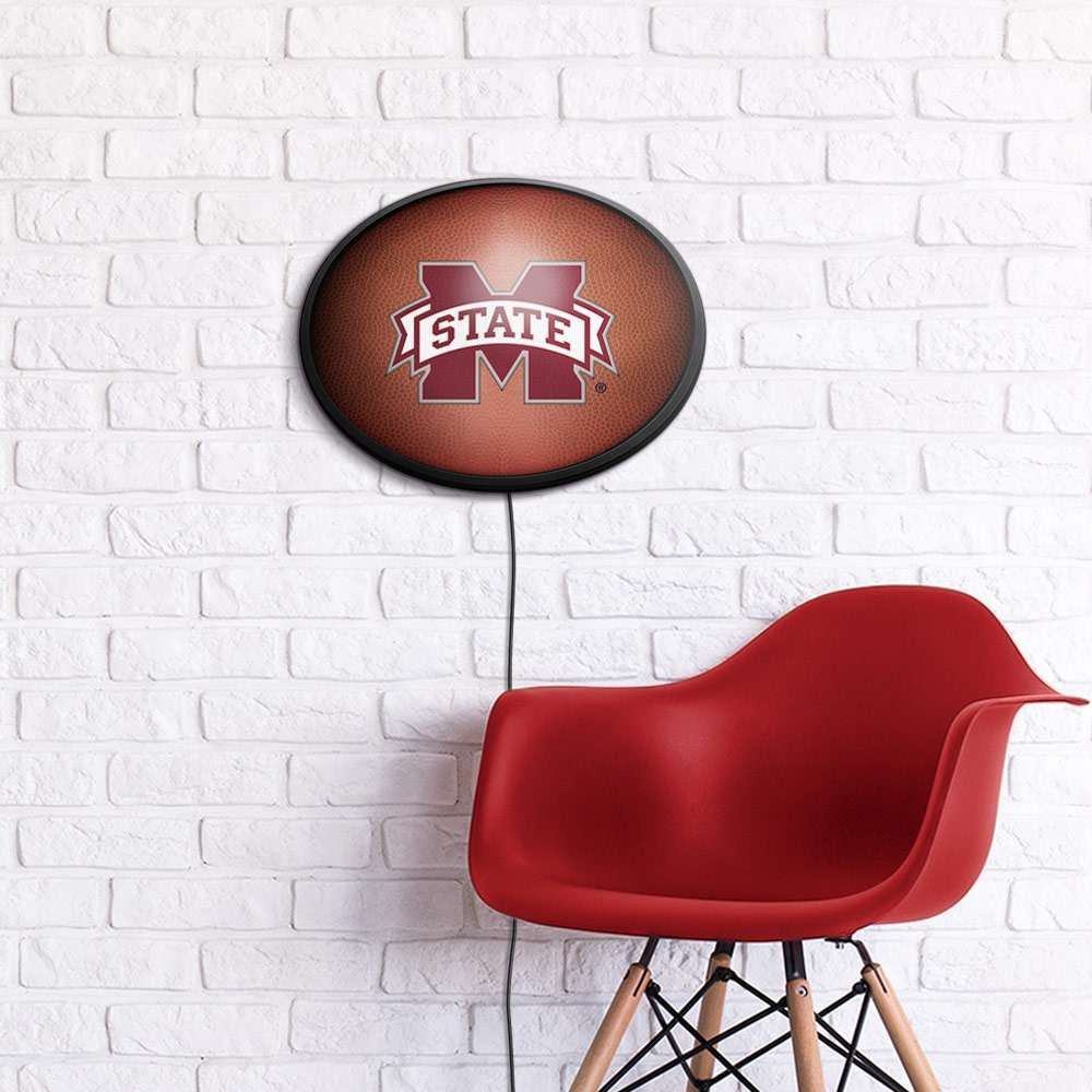 Mississippi State Bulldogs Pigskin - Oval Slimline Lighted Wall Sign