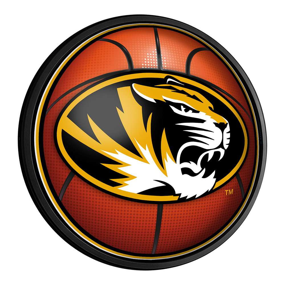 Missouri Tigers Basketball - Round Slimline Lighted Wall Sign | The Fan-Brand | NCMISU-130-11