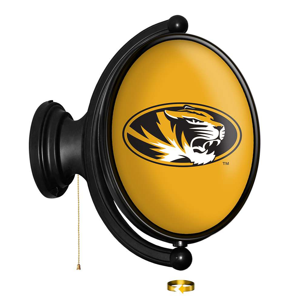 Missouri Tigers Original Oval Rotating Lighted Wall Sign - Gold | The Fan-Brand | NCMISU-125-01B