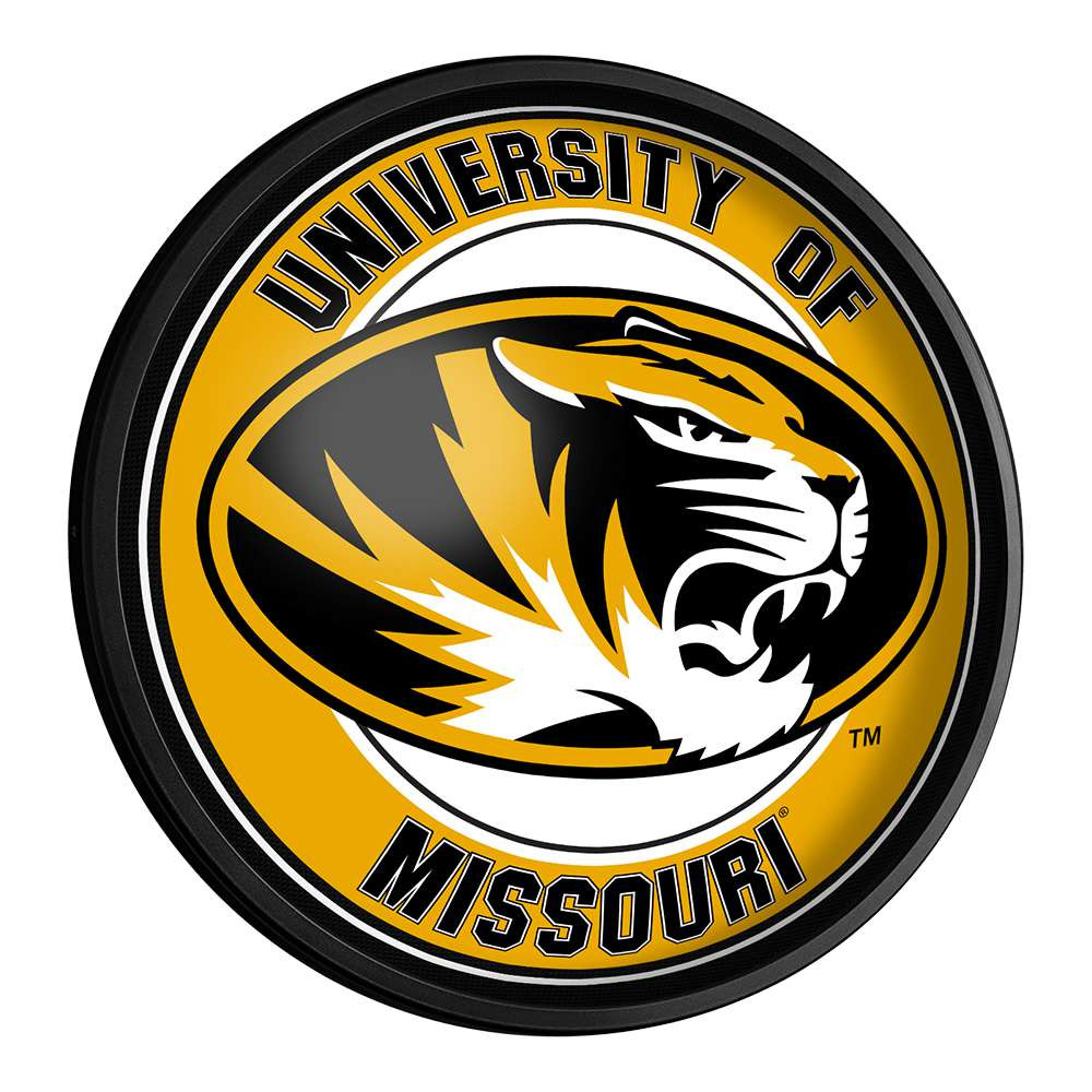 Missouri Tigers Round Slimline Lighted Wall Sign | The Fan-Brand | NCMISU-130-01