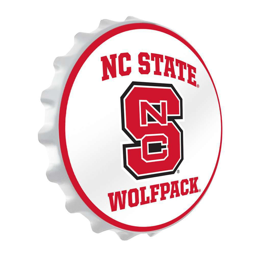 NC State Wolfpack Block S - Bottle Cap Wall Sign - White