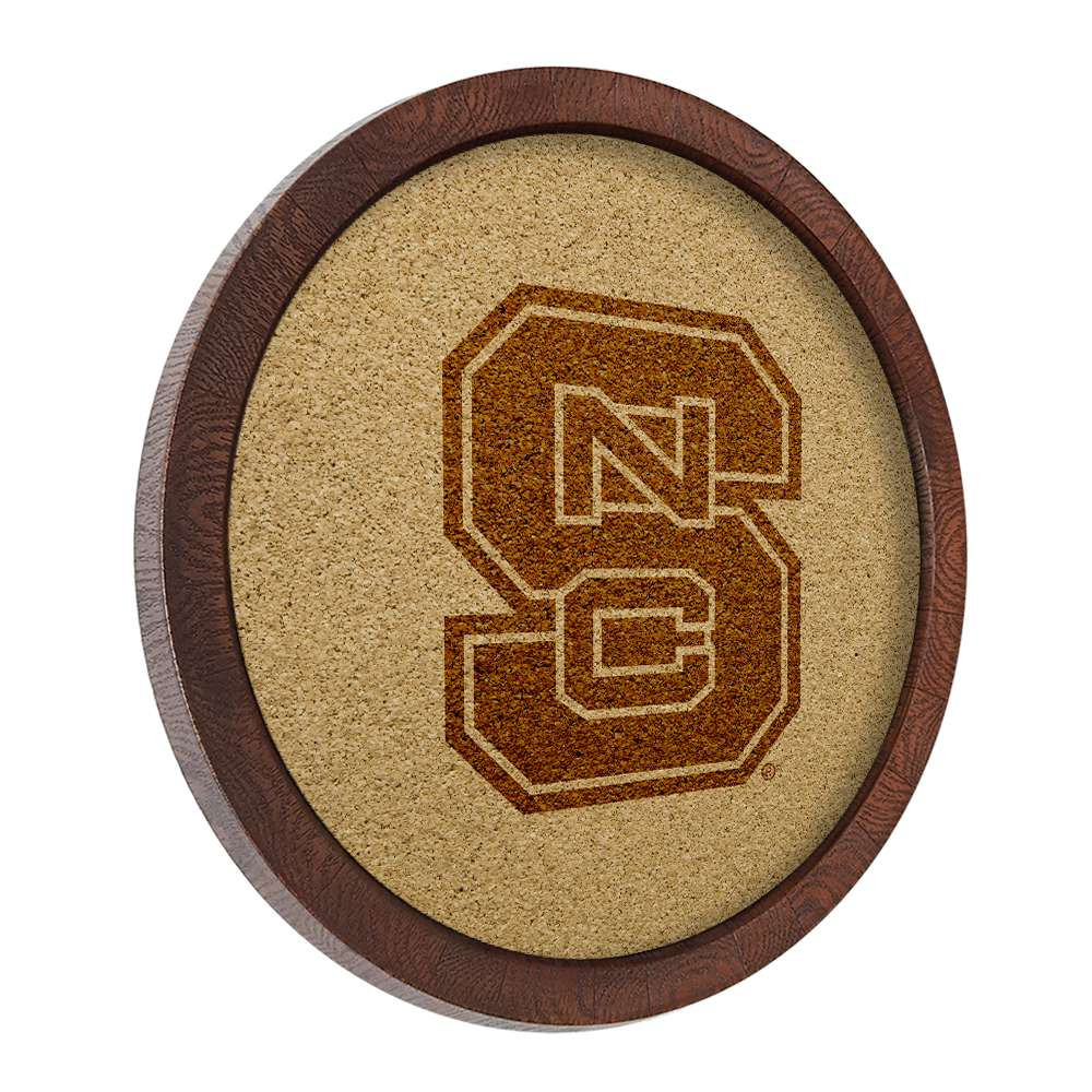 NC State Wolfpack Faux Barrel Framed Cork Board - Monochrome Logo