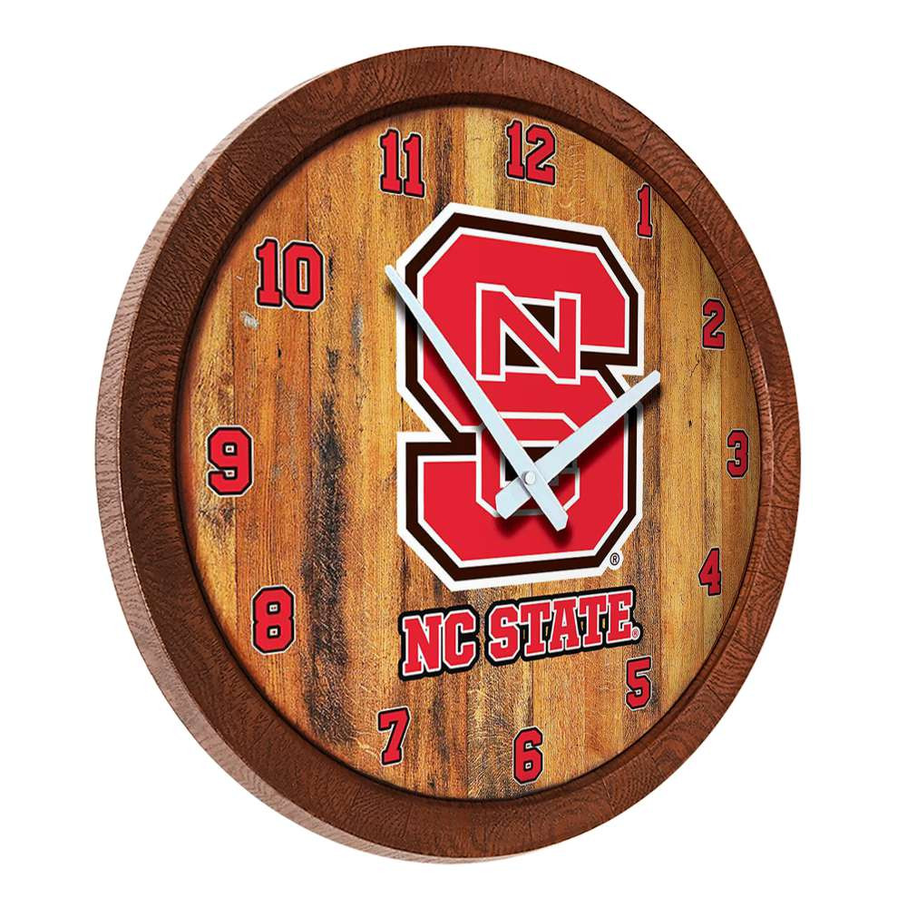 NC State Wolfpack Faux Barrel Top Wall Clock
