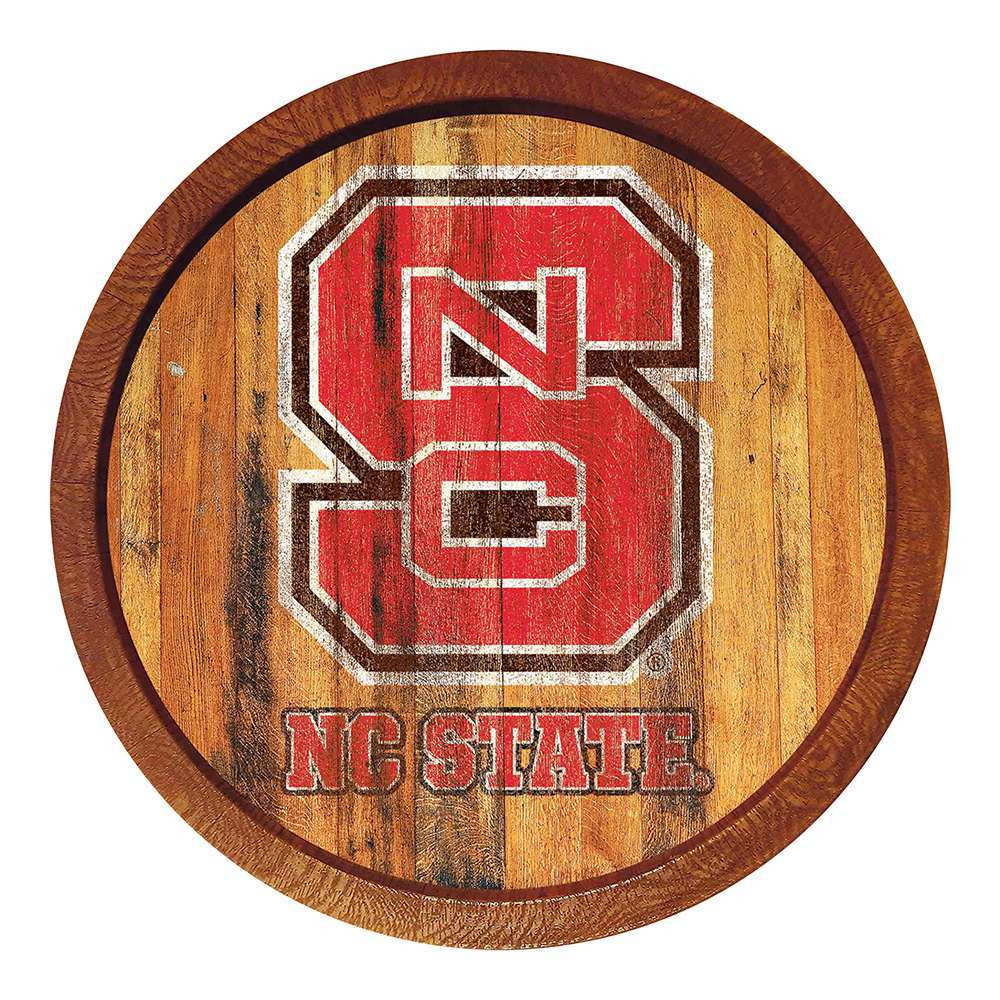 NC State Wolfpack Weathered Faux Barrel Top Sign | The Fan-Brand | NCNCST-240-03