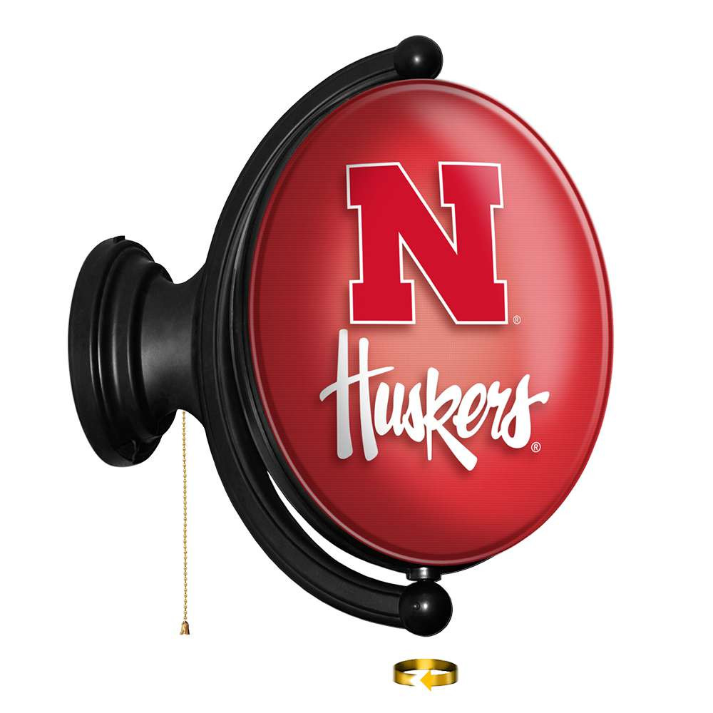 Nebraska Cornhuskers Original Oval Rotating Lighted Wall Sign | The Fan-Brand | NCNEBR-125-02