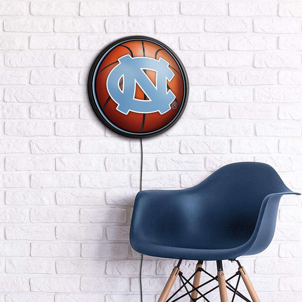 North Carolina Tar Heels Basketball - Round Slimline Lighted Wall Sign