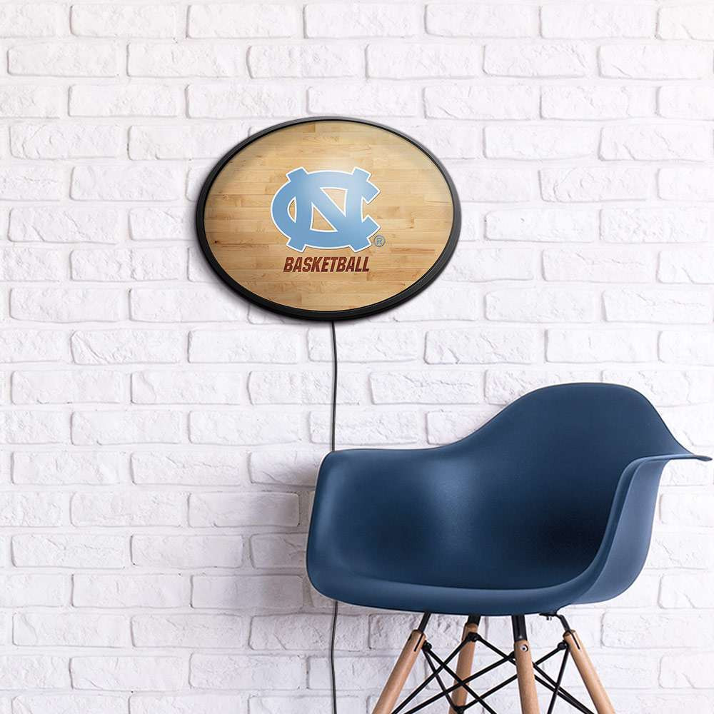 North Carolina Tar Heels Hardwood - Oval Slimline Lighted Wall Sign