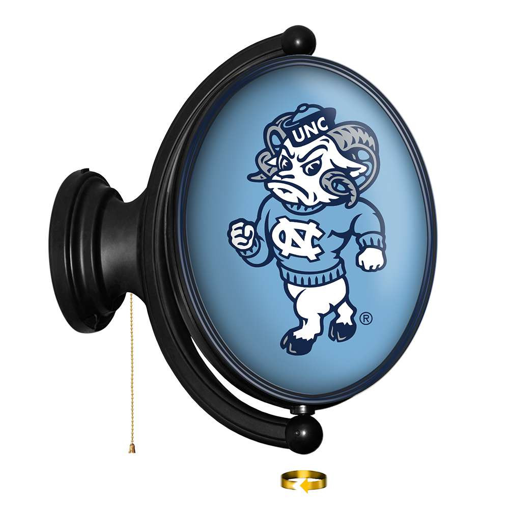 North Carolina Tar Heels Mascot - Original Oval Rotating Lighted Wall Sign - Carolina Blue | The Fan-Brand | NCNCTH-125-02B