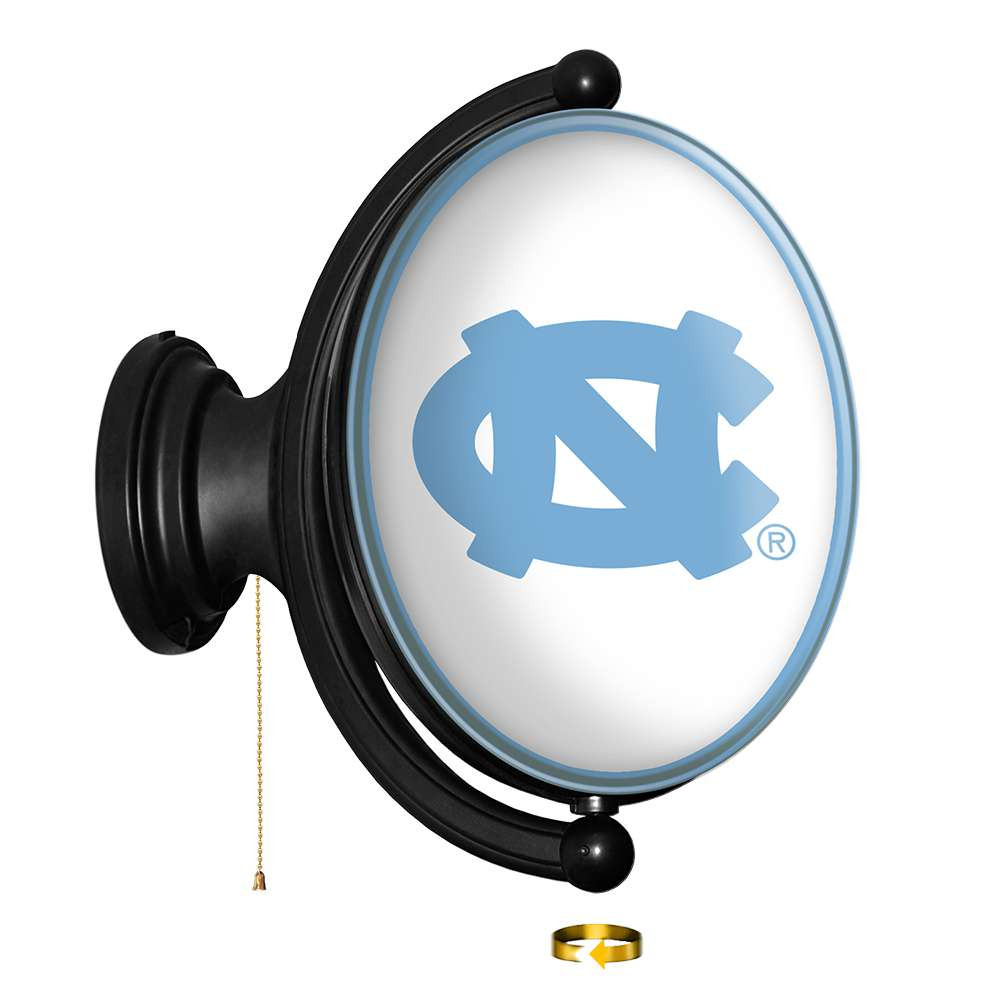 North Carolina Tar Heels Original Oval Rotating Lighted Wall Sign - White | The Fan-Brand | NCNCTH-125-01A