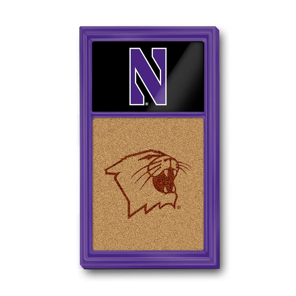 Northwestern Wildcats Dual Logo - Cork Note Board - Black / Purple Frame | The Fan-Brand | NCNWWC-640-02C