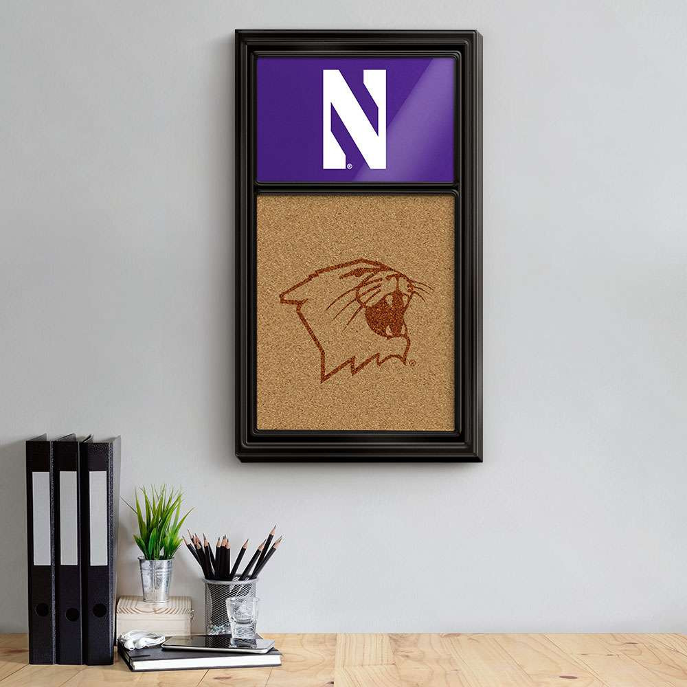 Northwestern Wildcats Dual Logo - Cork Note Board - Purple
