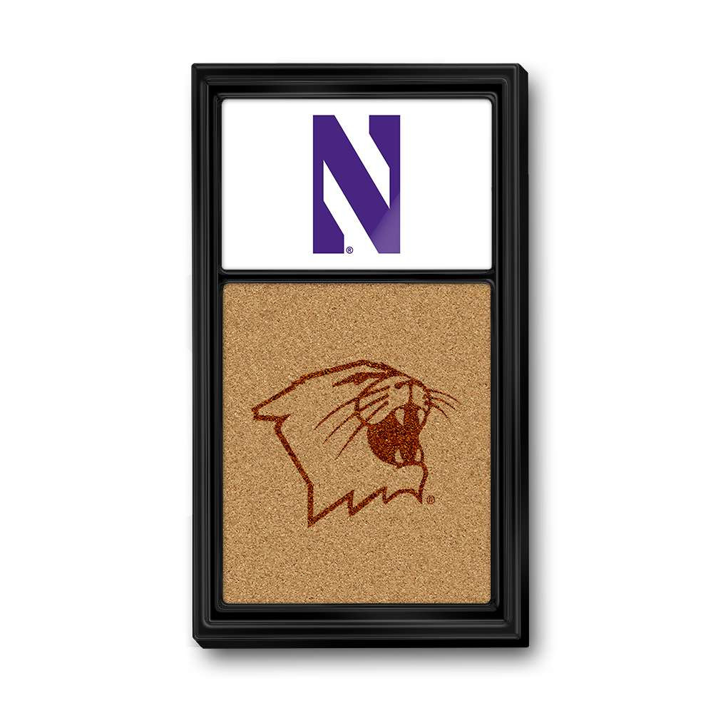 Northwestern Wildcats Dual Logo - Cork Note Board - White | The Fan-Brand | NCNWWC-640-02B