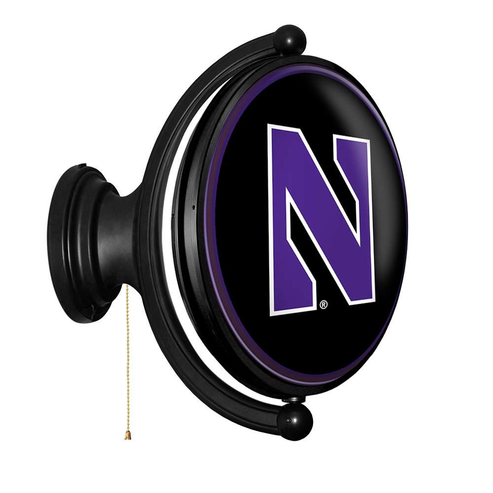 Northwestern Wildcats Original Oval Rotating Lighted Wall Sign - Black