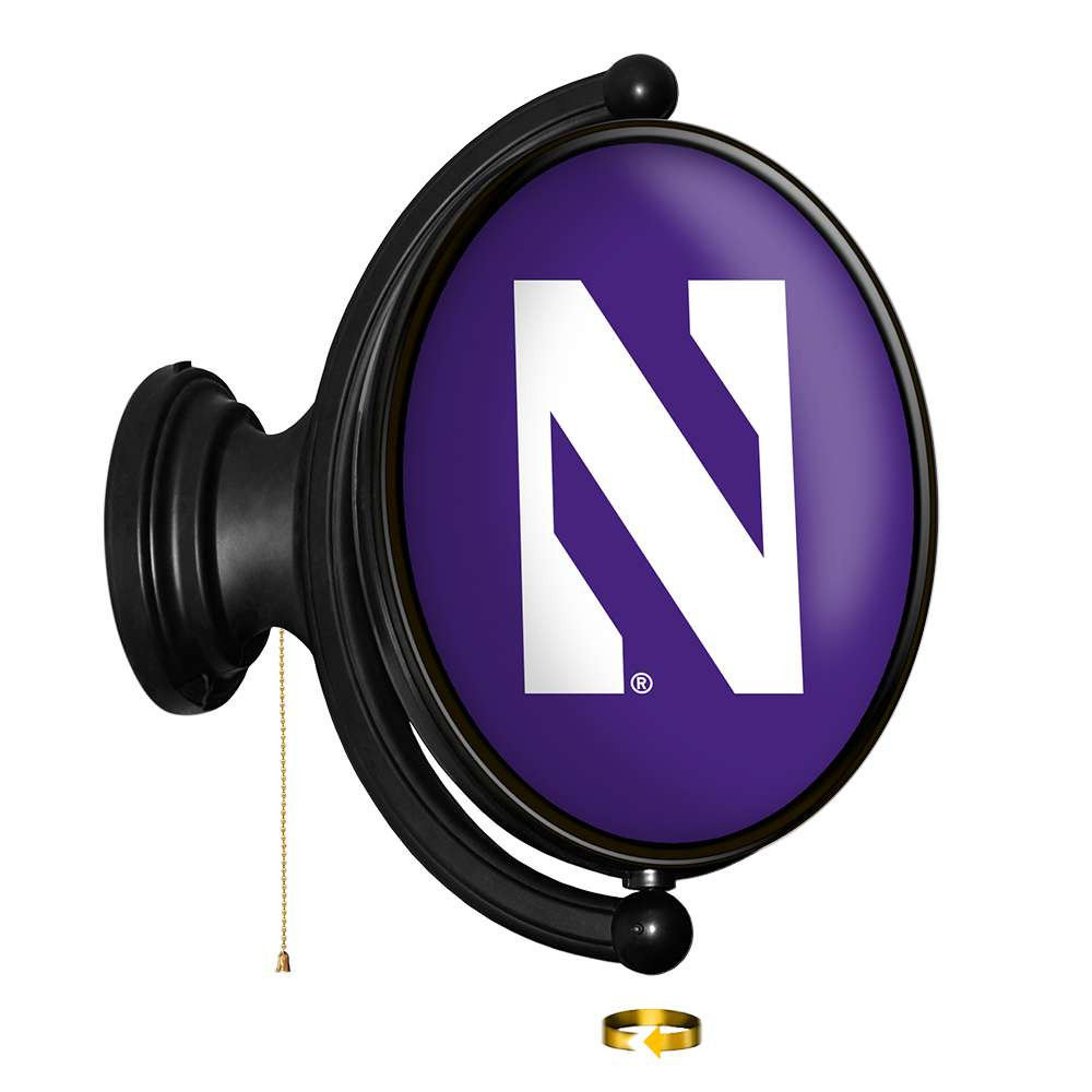 Northwestern Wildcats Original Oval Rotating Lighted Wall Sign - Purple | The Fan-Brand | NCNWWC-125-01A