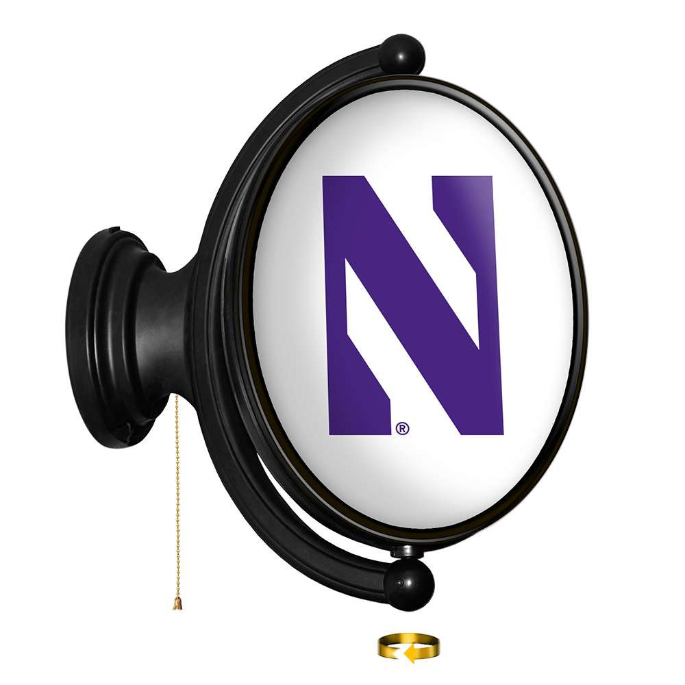 Northwestern Wildcats Original Oval Rotating Lighted Wall Sign - White | The Fan-Brand | NCNWWC-125-01B